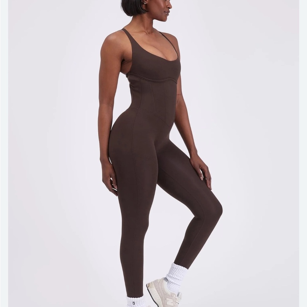 Buff Bunny Brown Corset workout onesie